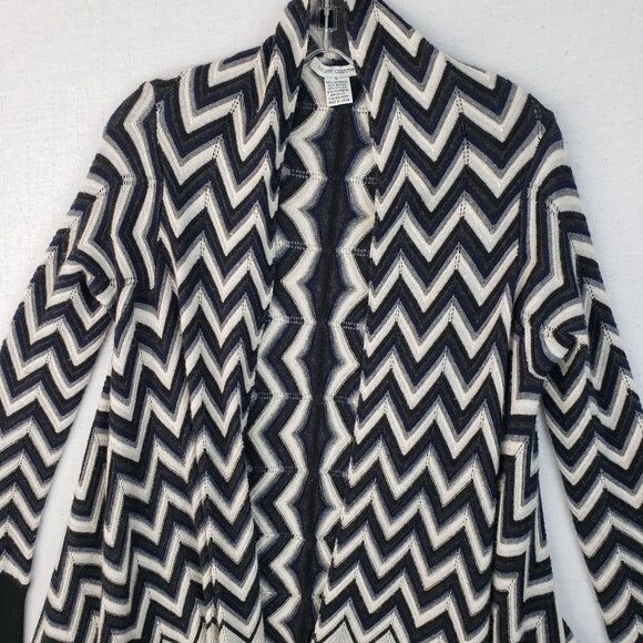 Autumn Cashmere Cardigan Wrap Chevron High Low Sweater Black White Gray size S - Picture 3 of 12